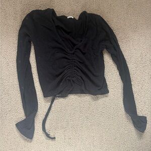 Garage Black Ruched Long Sleeve Top